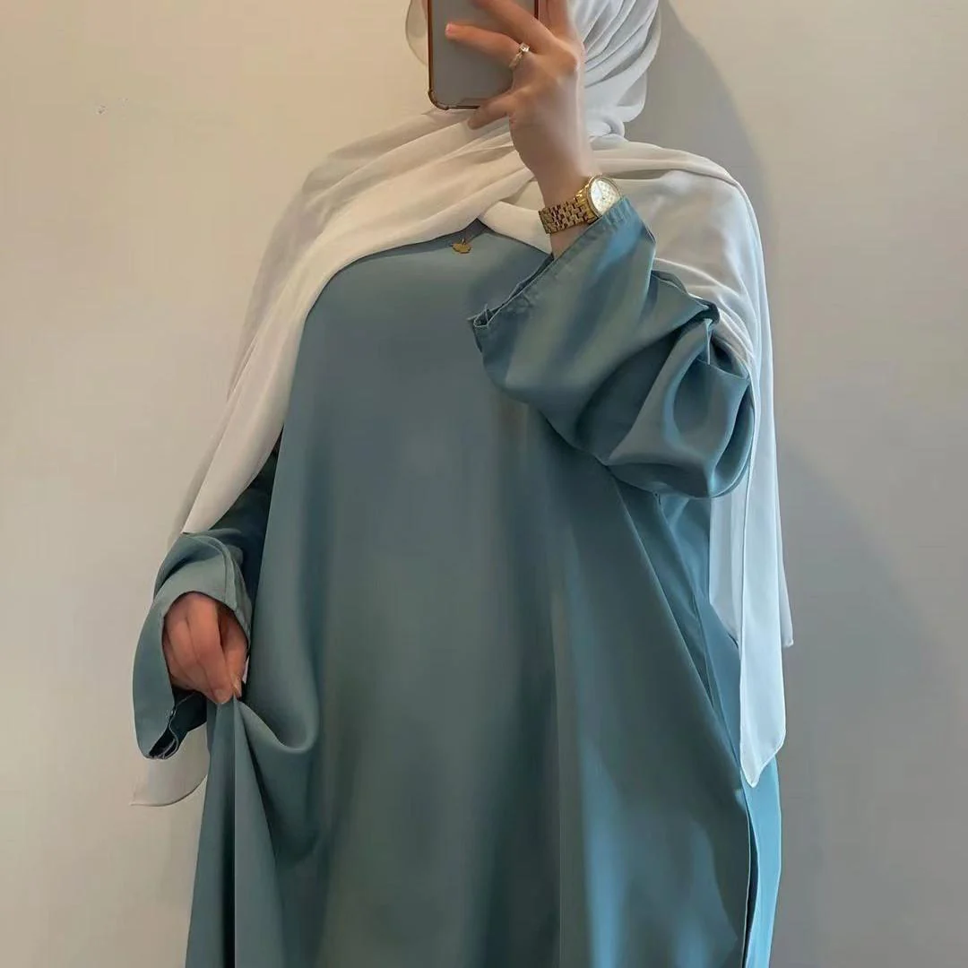 Satin Double Pocket Concealed Button Plain Abaya (MA030) - Image 16