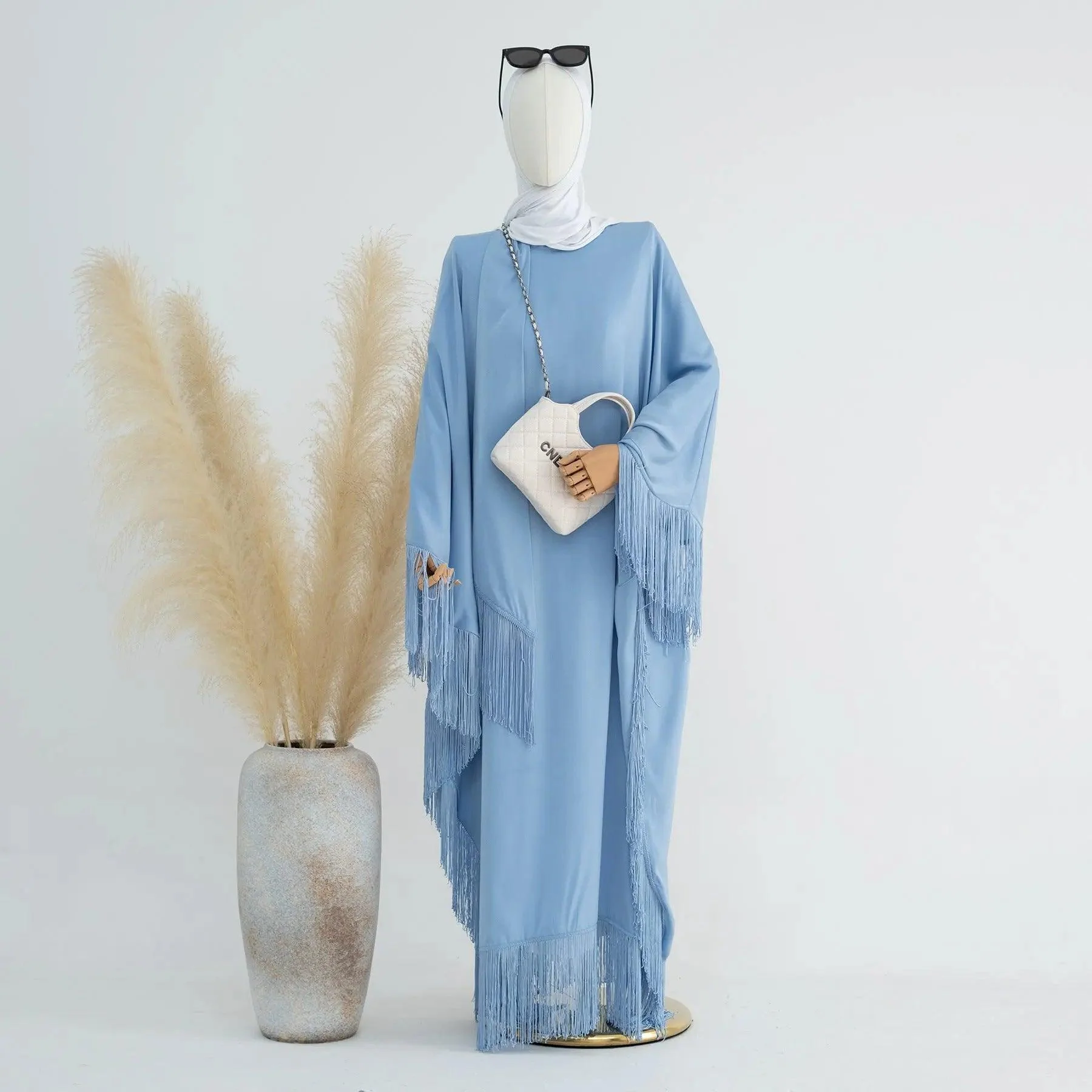 Batwing Sleeve Fringe Party Abaya (MA047) - Image 8
