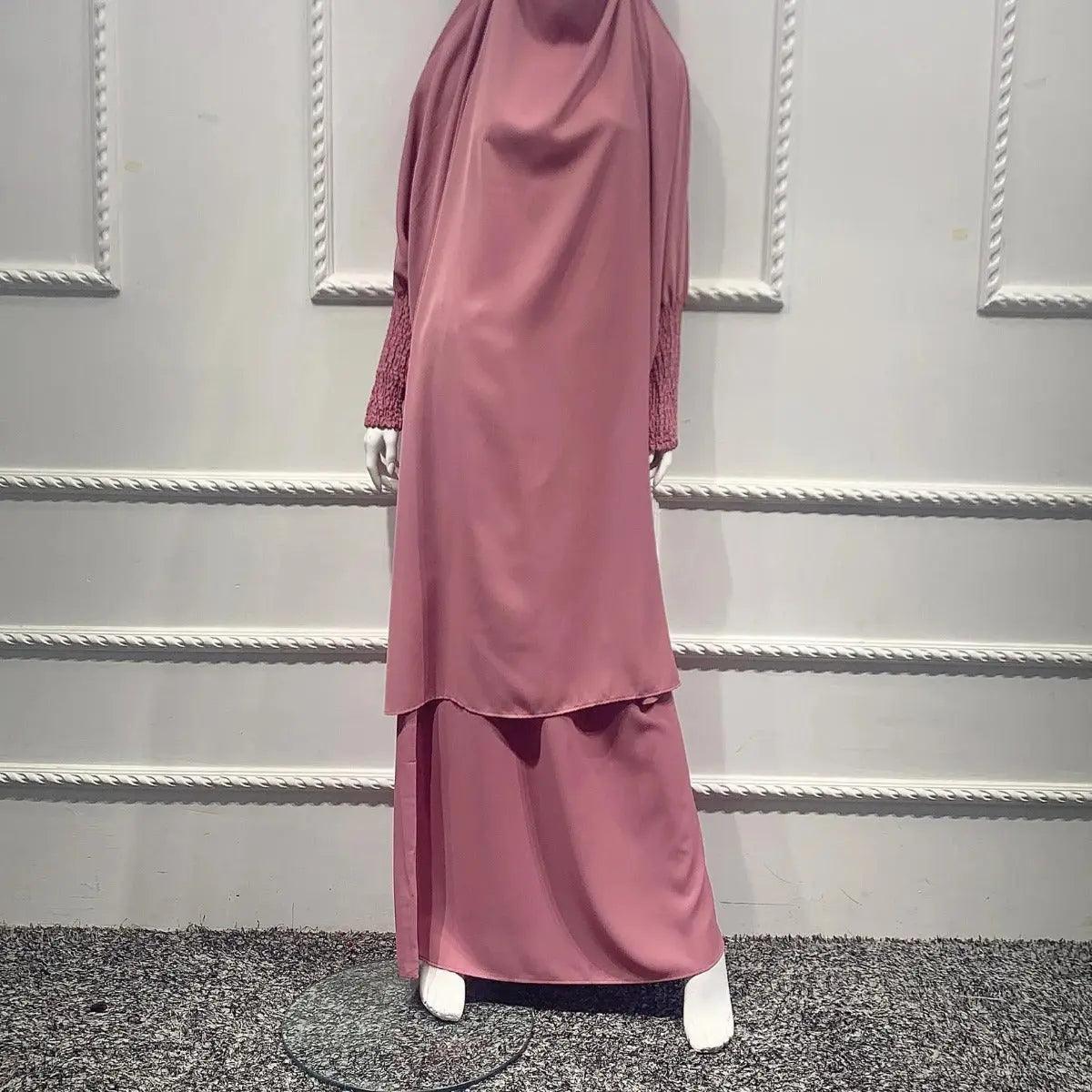 MJ004 Women's Nida Scrunchie Cuffs 2-Piece Jilbab - Image 7