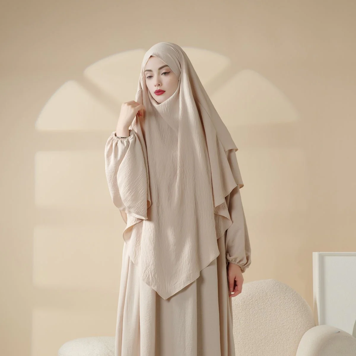 New Two-Layer Crepe Khimar (MK010) - Image 12
