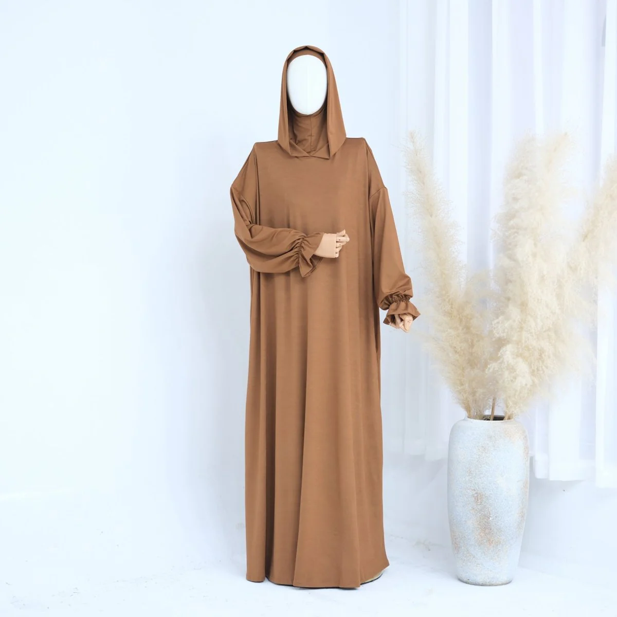 Modest Casual Hooded Abaya Collection | Tone Robes with Bubble Sleeves (MJ021) - Image 31