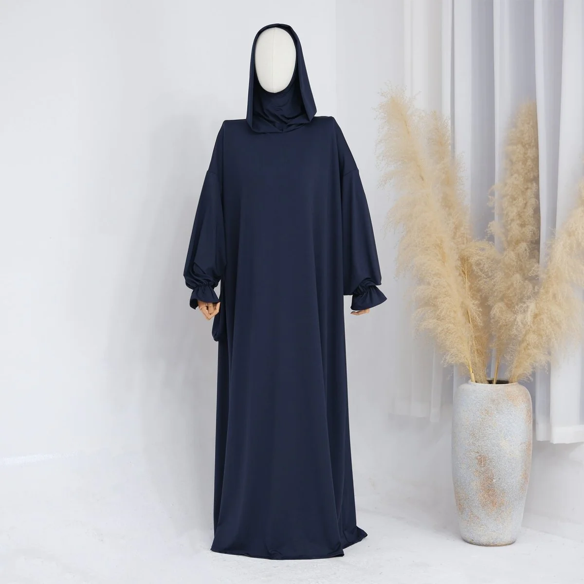 Modest Casual Hooded Abaya Collection | Tone Robes with Bubble Sleeves (MJ021) - Image 35