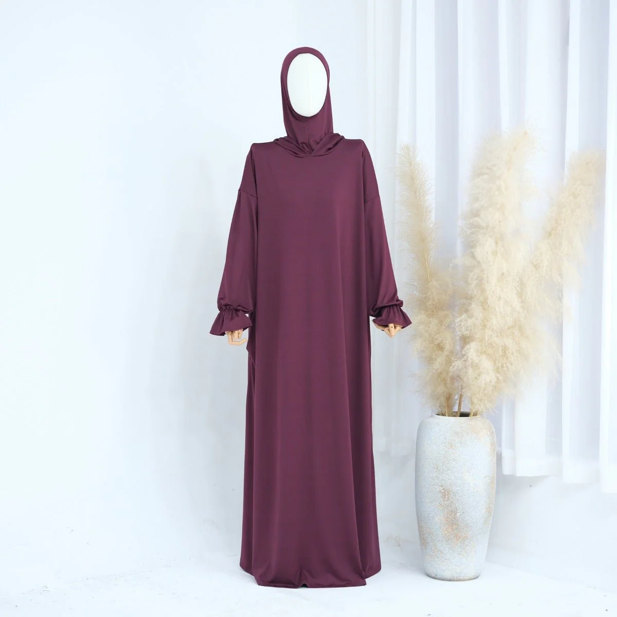 Modest Casual Hooded Abaya Collection | Tone Robes with Bubble Sleeves (MJ021) - Image 7
