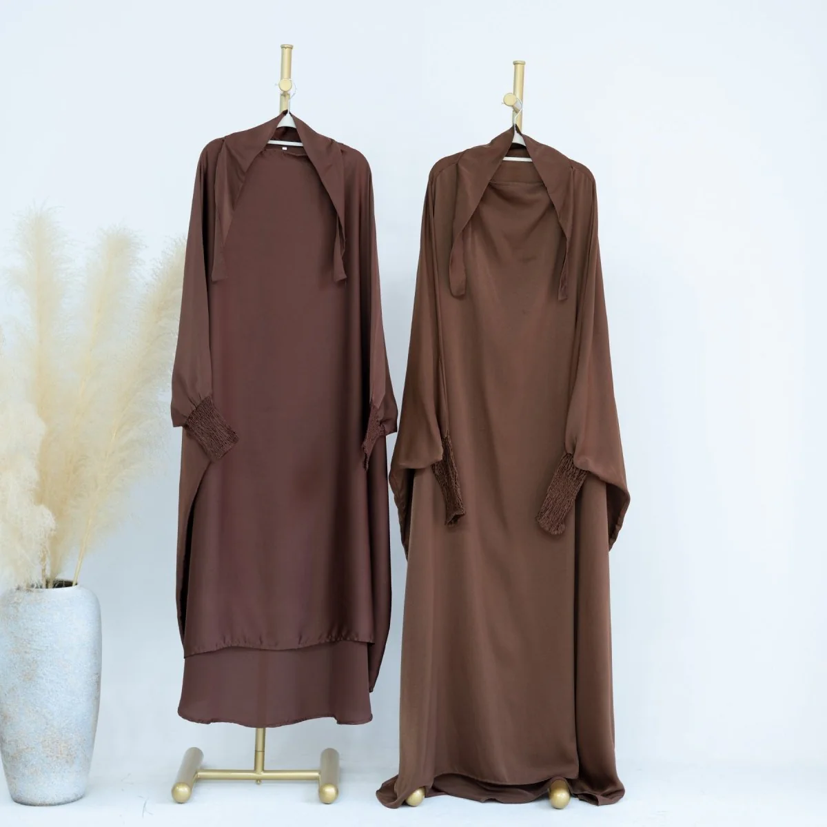 Satin Velvet Mother Daughter Matching Set | Full Circle Maxi Dress with Hijab & Batwing Sleeves(MJ022) - Image 22