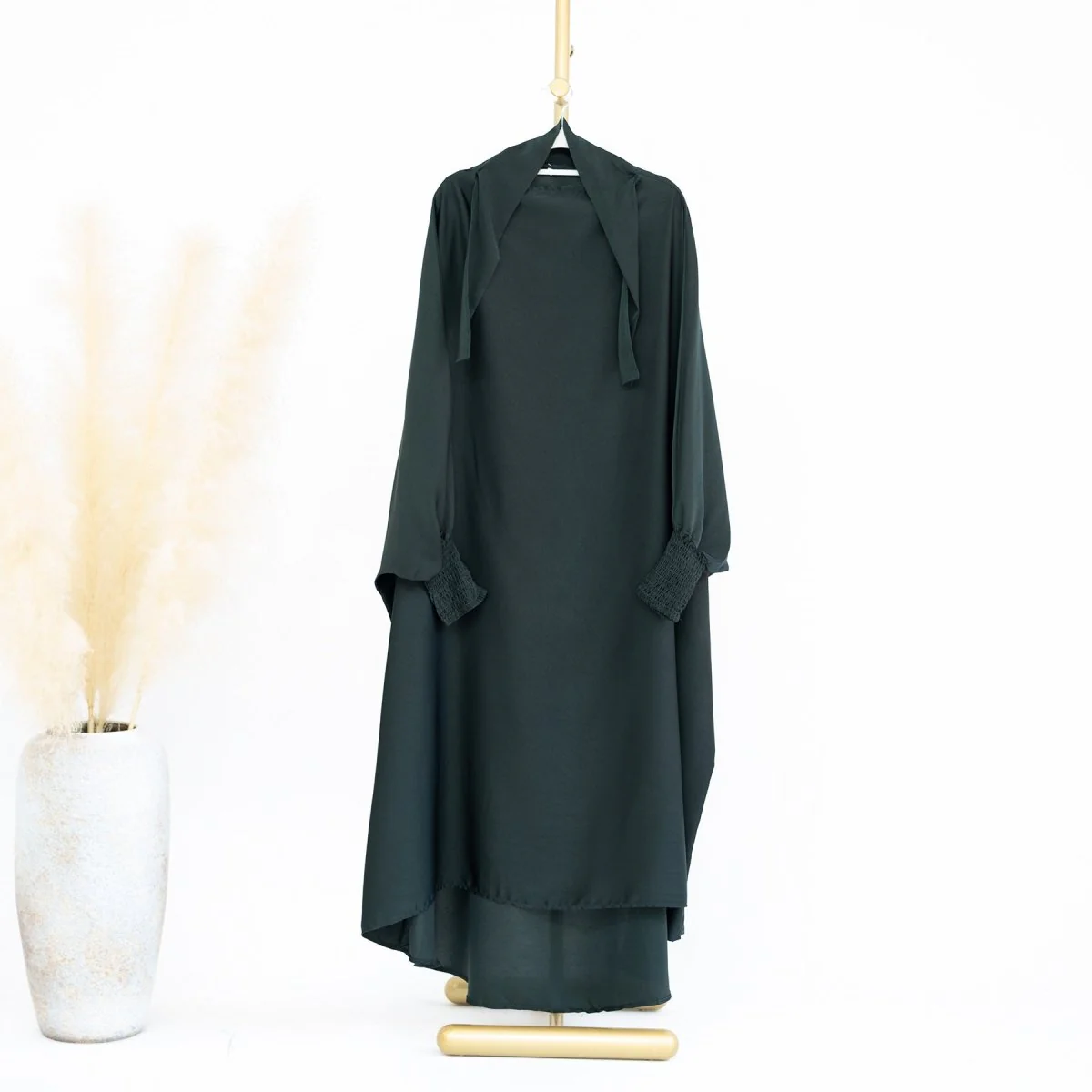 Satin Velvet Mother Daughter Matching Set | Full Circle Maxi Dress with Hijab & Batwing Sleeves(MJ022) - Image 25