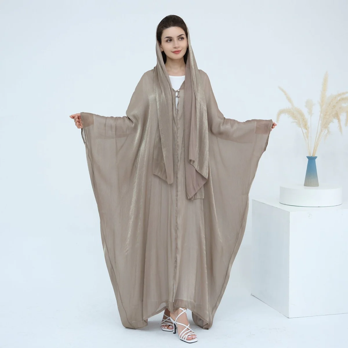 Soft Crinkle Island Cotton Batwing Cardigan 3-Piece Set (MOA228) - Image 41